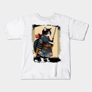 Japanese Cat Samurai Katana Catana - Cat lover Kids T-Shirt